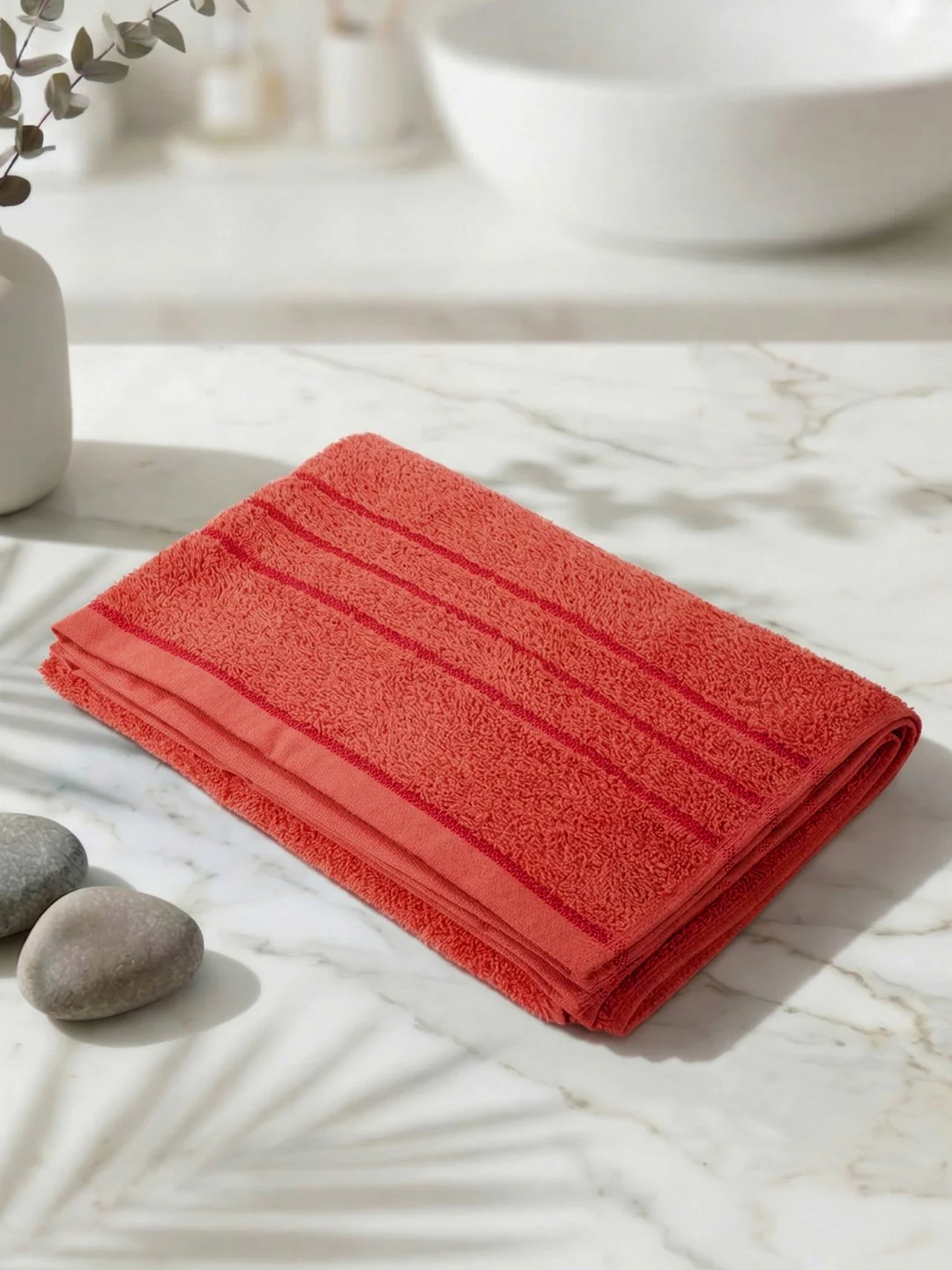 Essential Red 100% Cotton Solid 340 GSM Bath Towel Soho Small 1 Pc Pvc Pack - Image 2