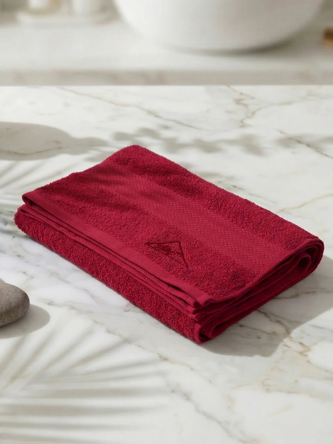 Essential Rose Red 100% Cotton Solid 380 GSM Bath Towel Jazz Small 1 Pc Pvc Pack - Image 2