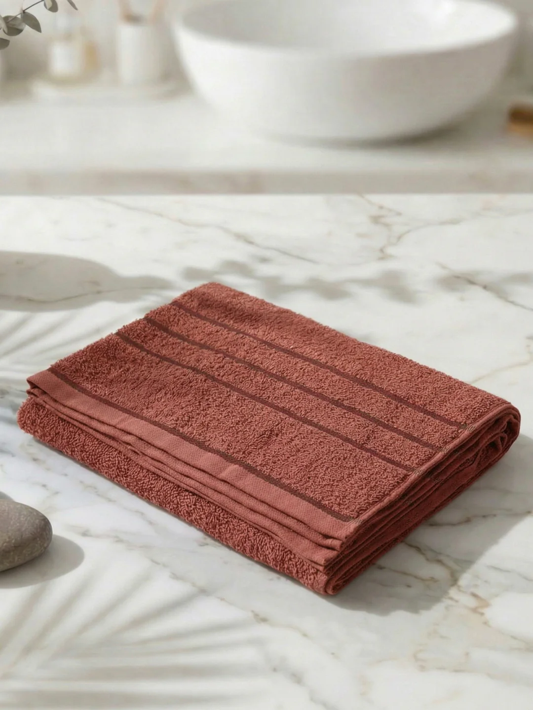 Essential Rust 100% Cotton Solid 340 GSM Bath Towel Soho Small 1 Pc Pvc Pack - Image 2