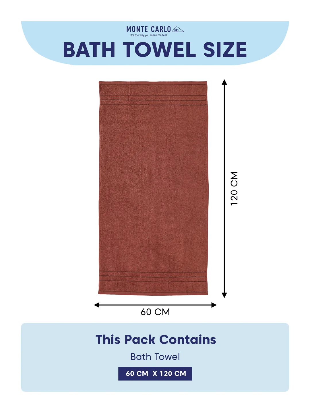 Essential Rust 100% Cotton Solid 340 GSM Bath Towel Soho Small 1 Pc Pvc Pack - Image 8