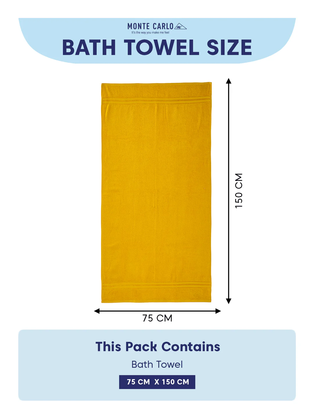 Essential Yellow 100% Cotton Solid 400 GSM Bath Towel Jasper 1 Pc Pvc Pack - Image 8