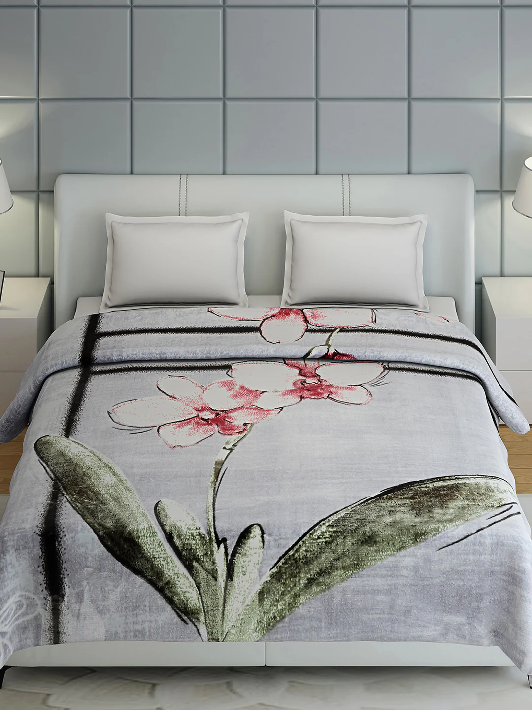 Floral Print Double Bed 947 GSM Blanket for Heavy Winter -2 Ply (Weight 5 kg) - Image 2