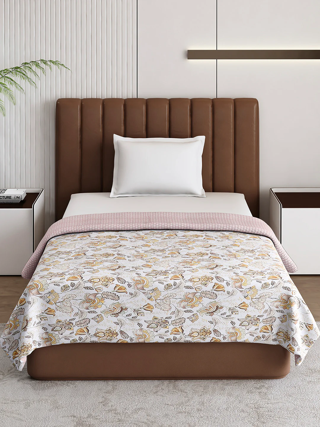 Floral Print Single Bed 150 GSM Dohar for Mild Winter - (Daisy) - Image 2