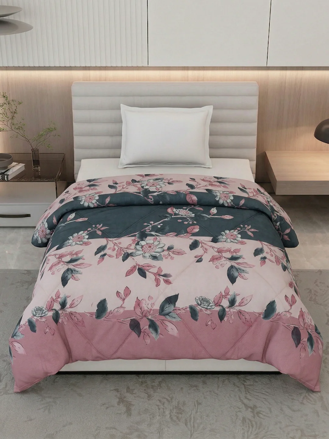 Floral Print Single Bed 3 Ply 105 GSM Comforter Timeless Collection Weight 950 g - Image 4