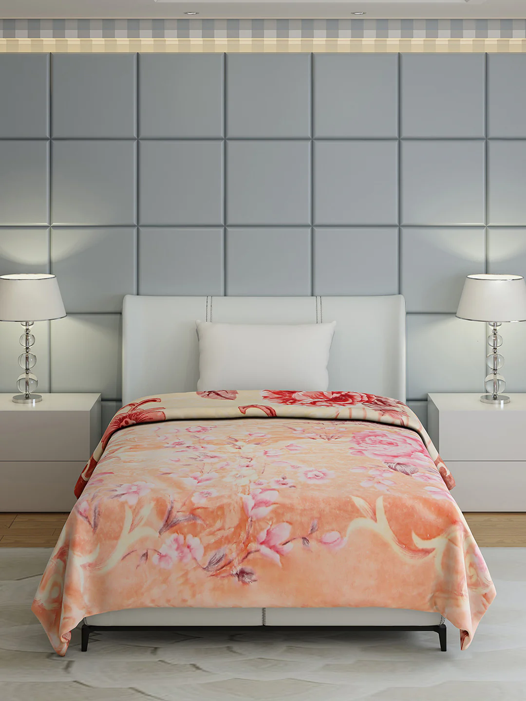 Floral Print Single Bed 852 GSM Blanket for Heavy Winter -2 Ply (Weight 3 kg) - Image 2