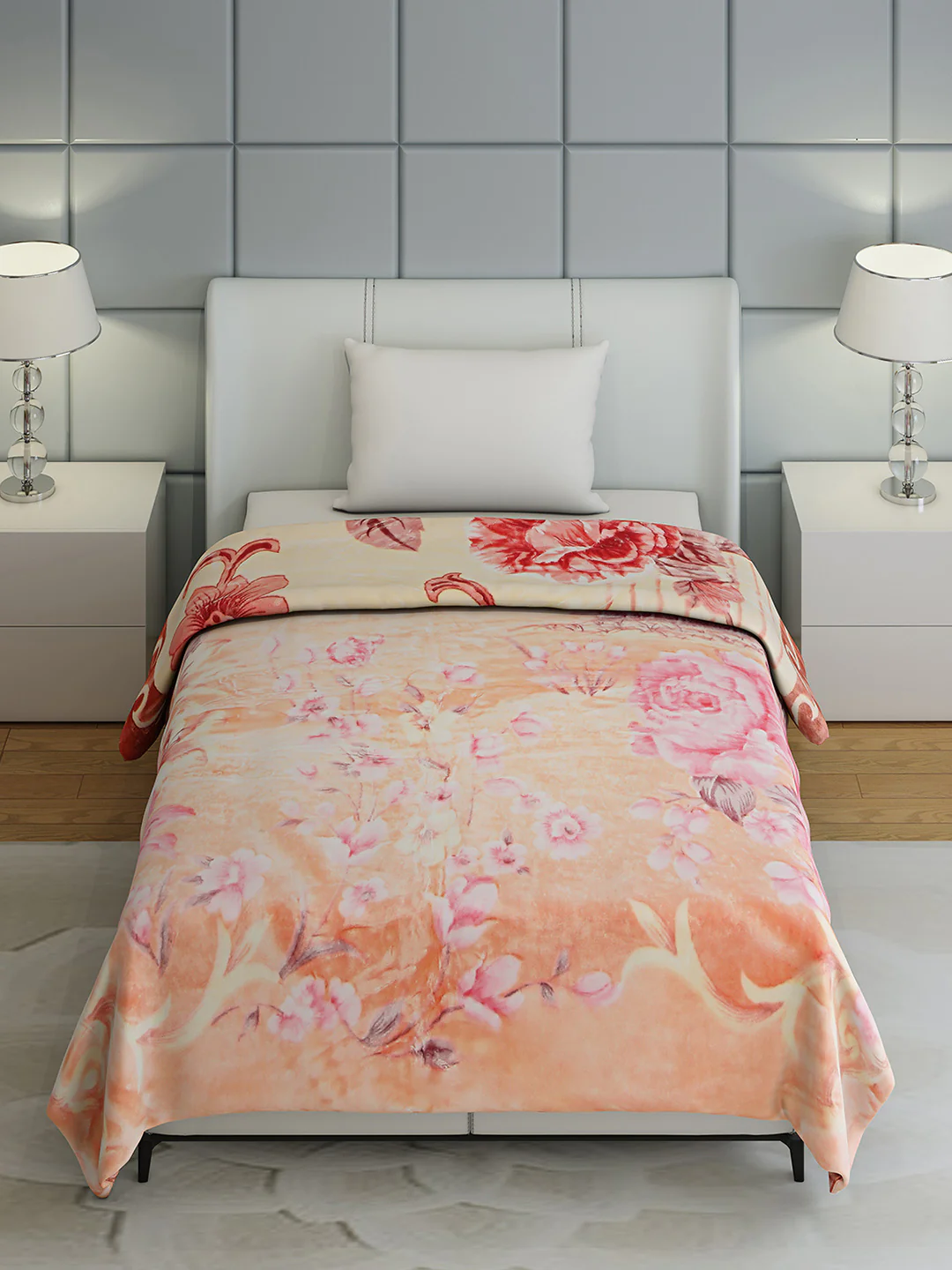Floral Print Single Bed 852 GSM Blanket for Heavy Winter -2 Ply (Weight 3 kg) - Image 3