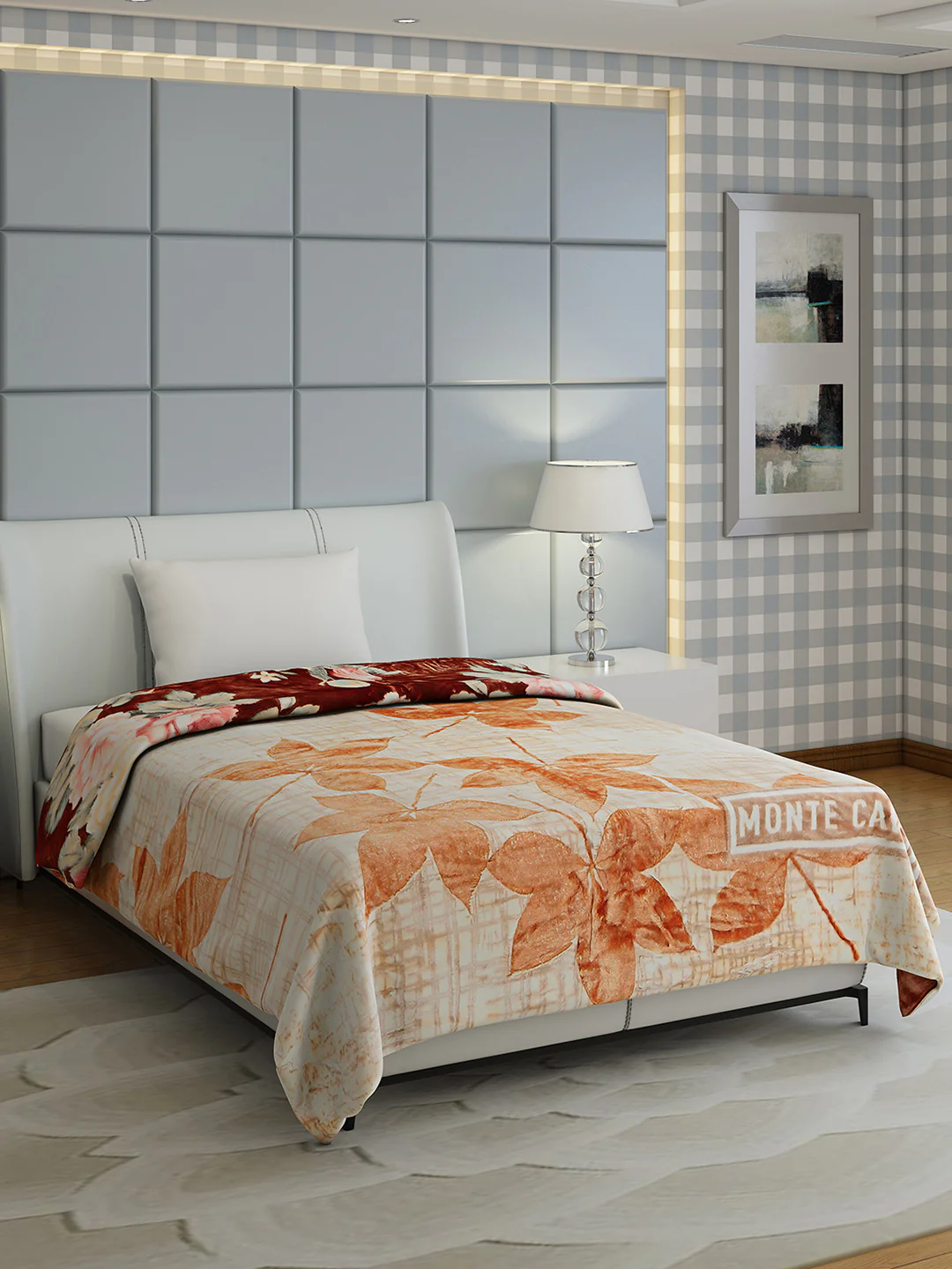 Floral Print Single Bed 852 GSM Blanket for Heavy Winter -2 Ply (Weight 3 kg) - Image 5