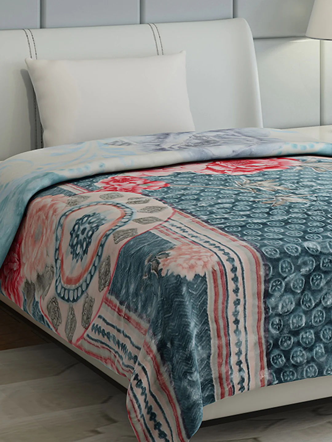 Floral Print Single Bed 852 GSM Blanket for Heavy Winter -2 Ply (Weight 3 kg) - Image 6