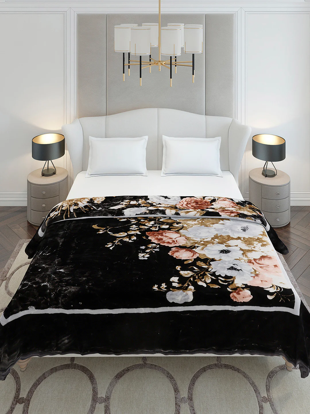 Floral Printed Double Bed 2 Ply, 947 GSM Blanket for Heavy Winter - (Bandhan) with Fragrance - Image 3
