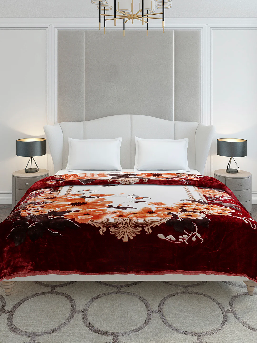 Floral Printed Double Bed 2 Ply, 947 GSM Blanket for Heavy Winter - (Bandhan) with Fragrance - Image 2