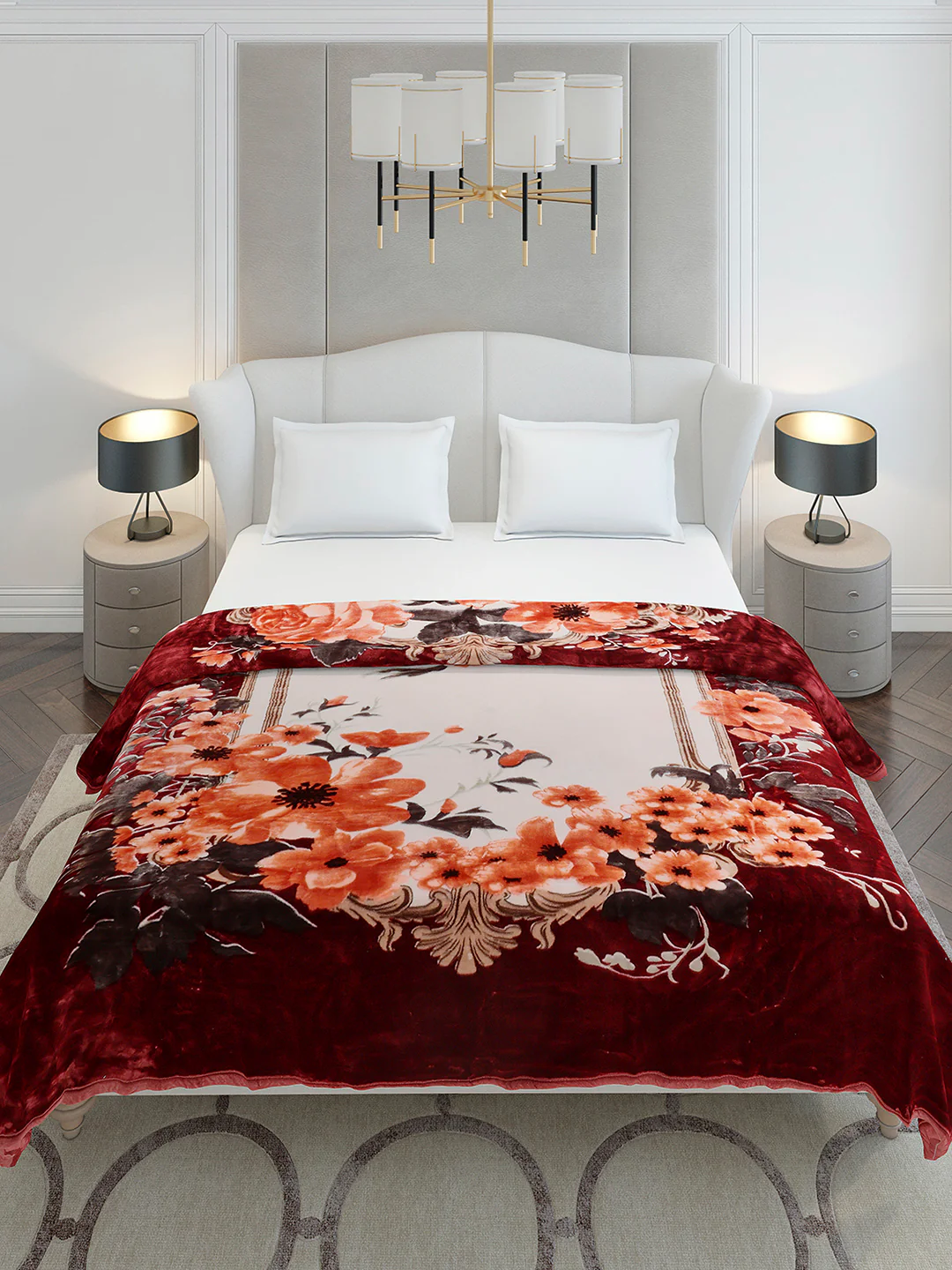 Floral Printed Double Bed 2 Ply, 947 GSM Blanket for Heavy Winter - (Bandhan) with Fragrance - Image 3