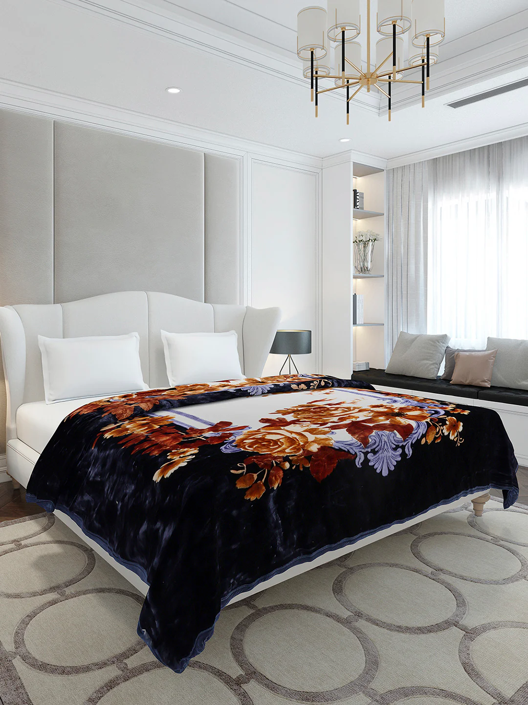 Floral Printed Double Bed 2 Ply, 947 GSM Blanket for Heavy Winter - (Bandhan) with Fragrance - Image 4