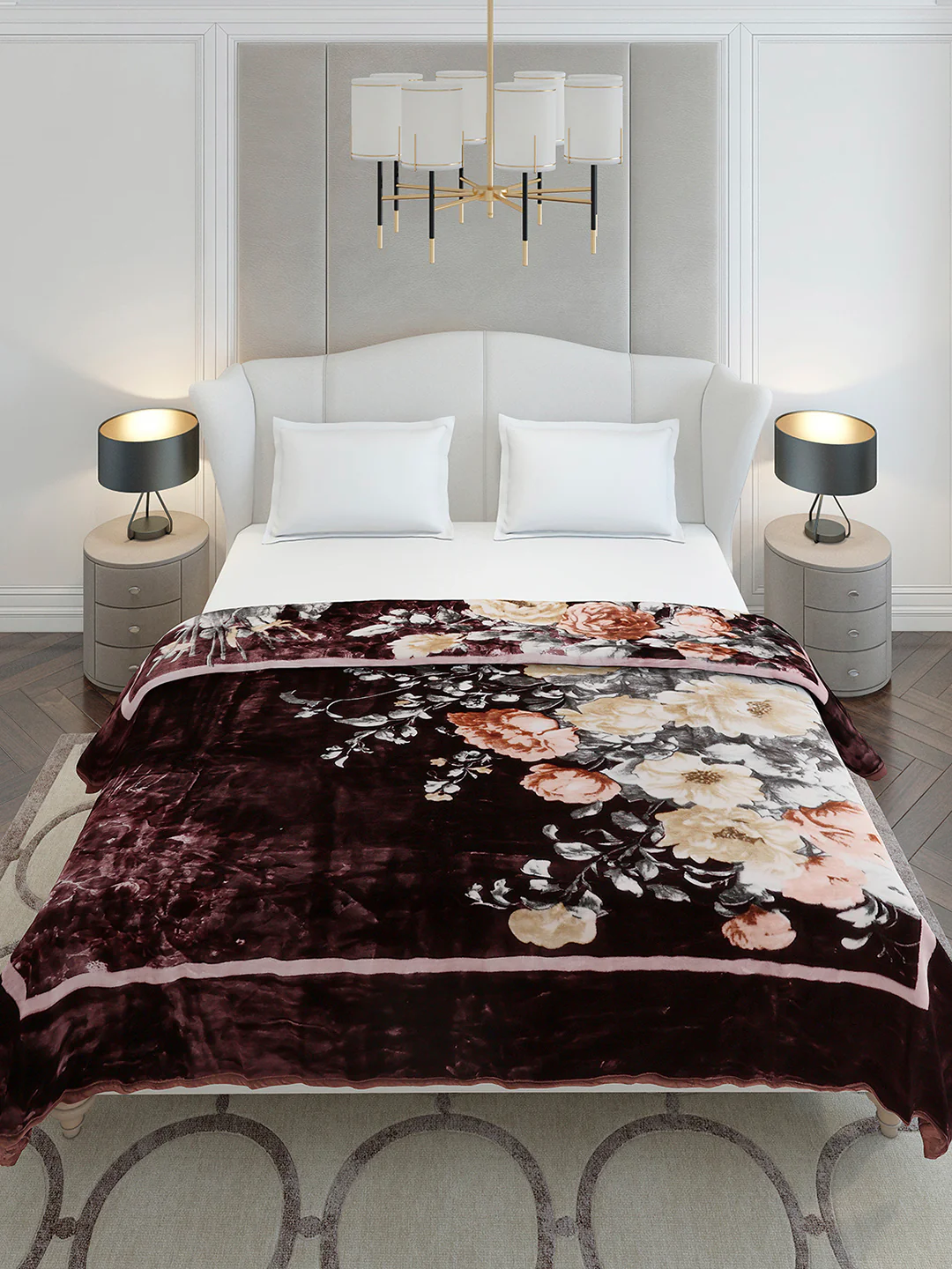 Floral Printed Double Bed 2 Ply, 947 GSM Blanket for Heavy Winter - (Bandhan) with Fragrance - Image 3