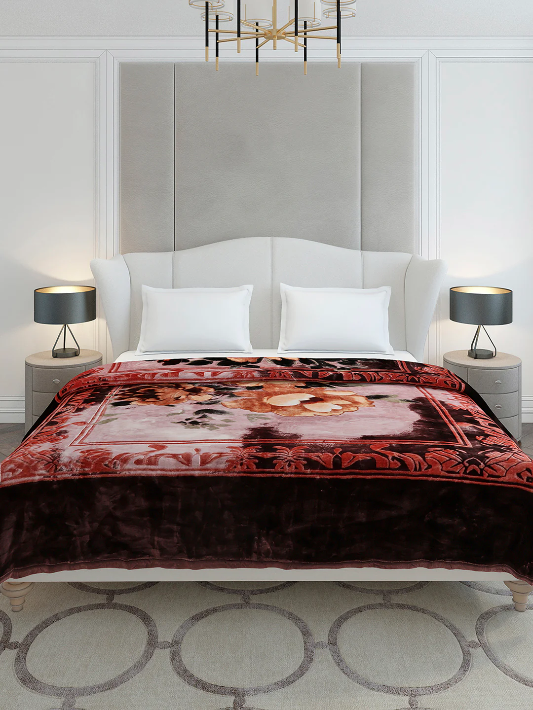 Floral Printed Double Bed 2 Ply, 947 GSM Blanket for Heavy Winter - (Bandhan) with Fragrance - Image 2
