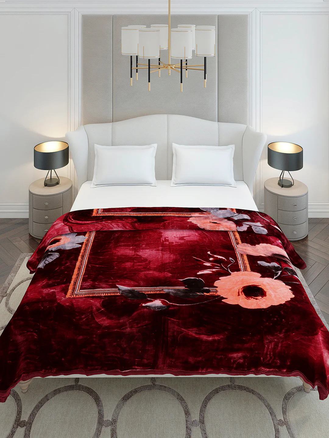 Floral Printed Double Bed 2 Ply, 947 GSM Blanket for Heavy Winter - (Bandhan) with Fragrance - Image 3