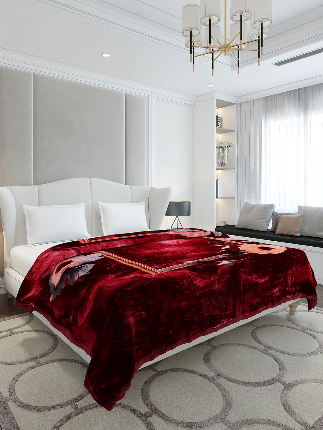 Floral Printed Double Bed 2 Ply, 947 GSM Blanket for Heavy Winter - (Bandhan) with Fragrance - Image 4