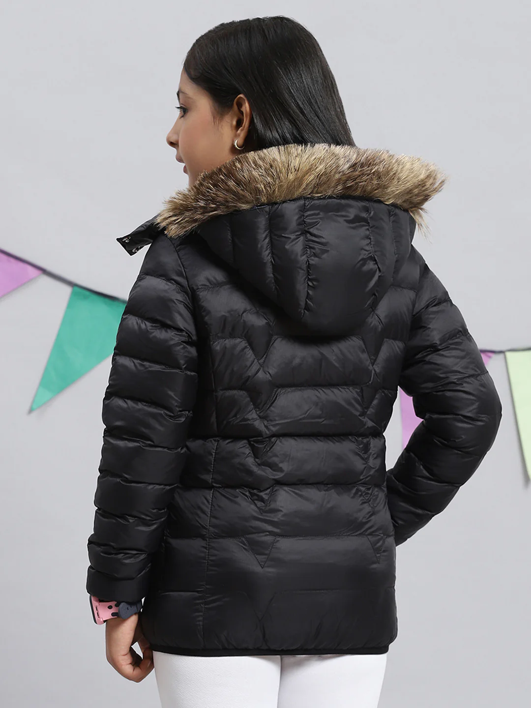 Girls Black Plain Jacket - Image 4