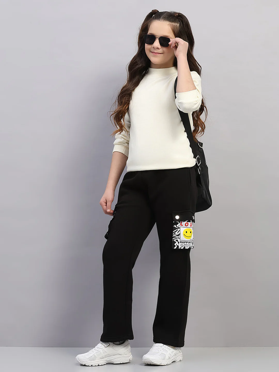 Girls Black Printed Regular Fit Lower - Image 2