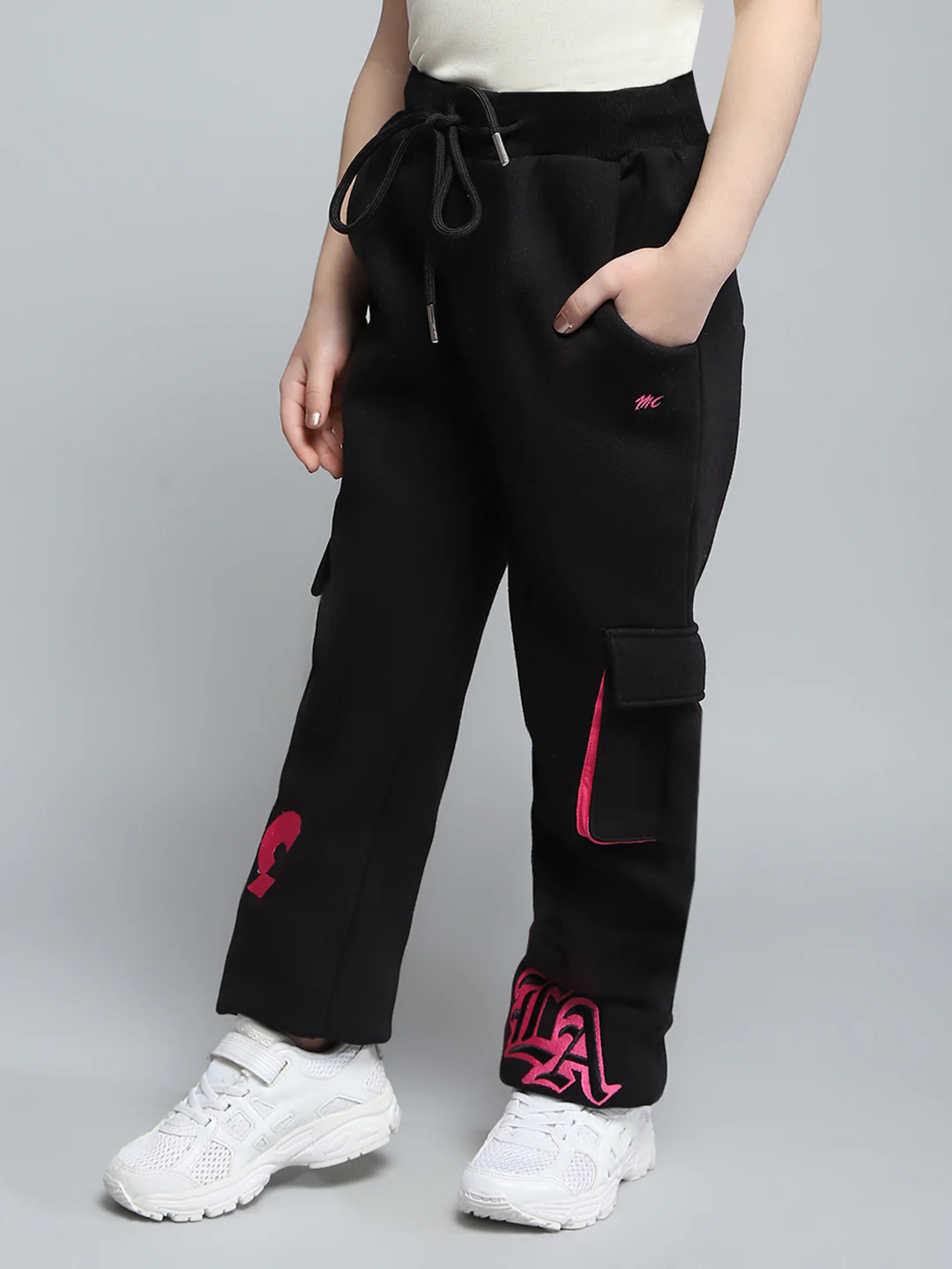 Girls Black Printed Regular Fit Lower - Image 3