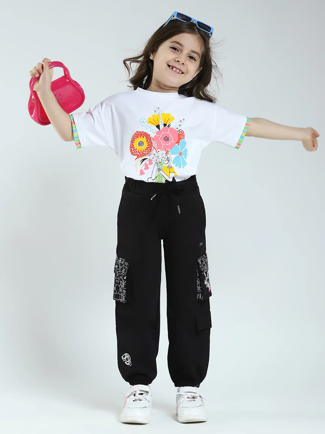 Girls Black Printed Regular Fit Lower - Image 2
