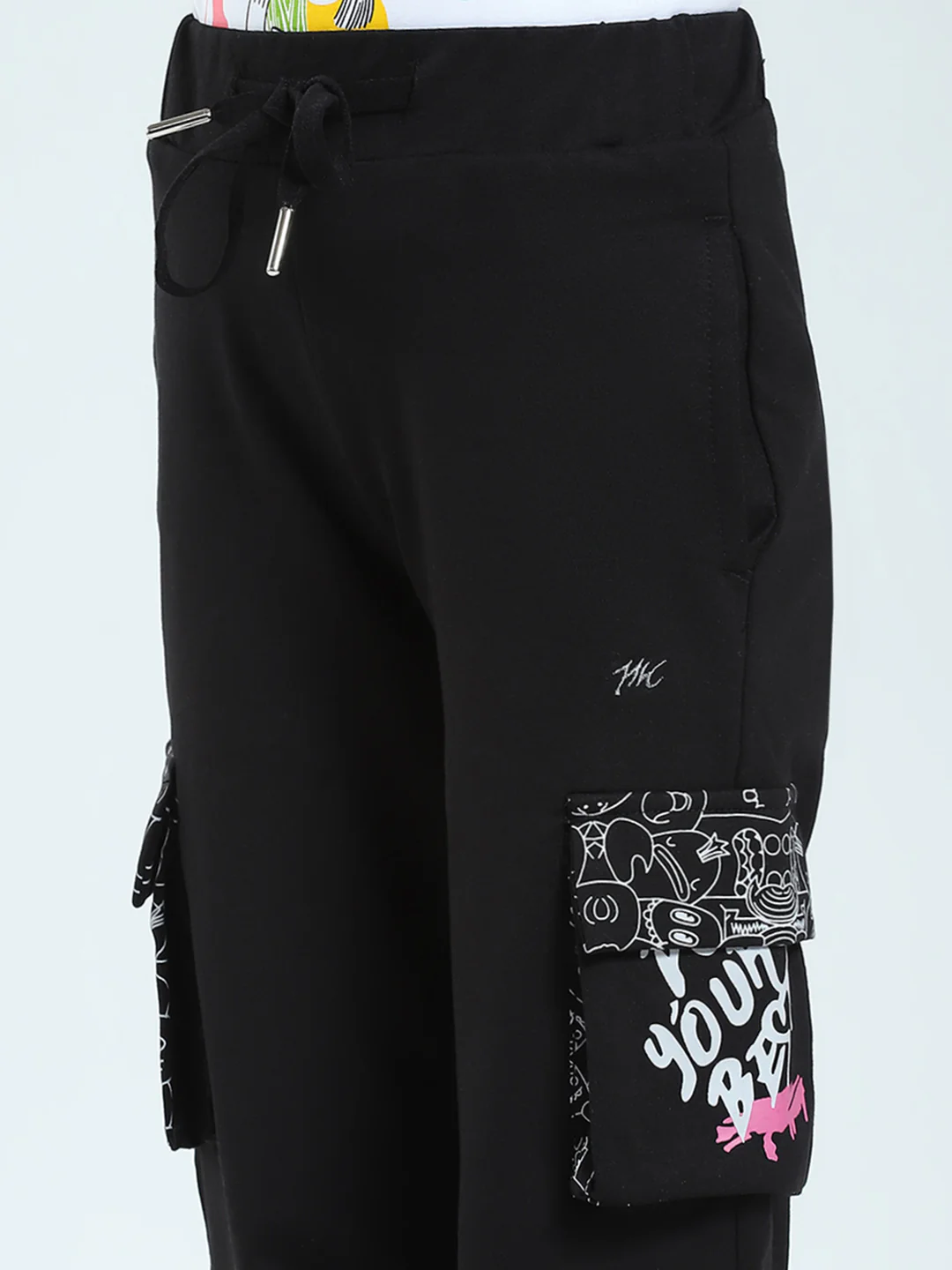 Girls Black Printed Regular Fit Lower - Image 6