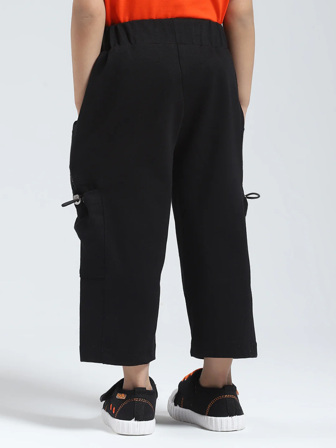 Girls Black Solid Regular Fit Capri - Image 5