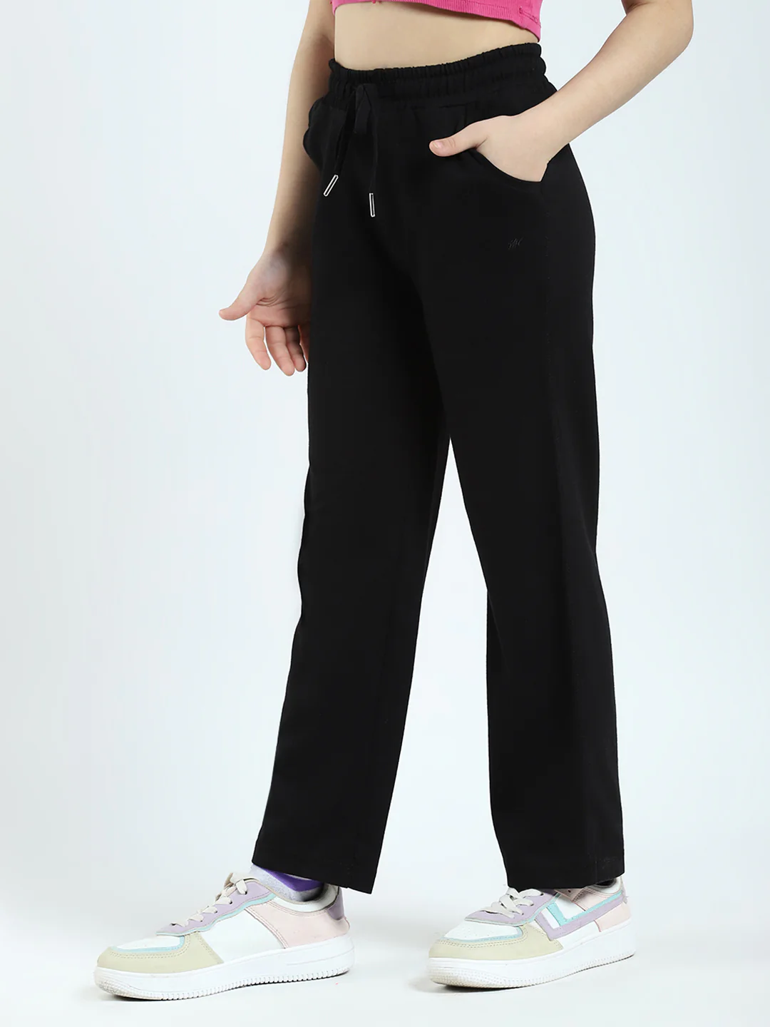 Girls Black Solid Regular Fit Lower - Image 3