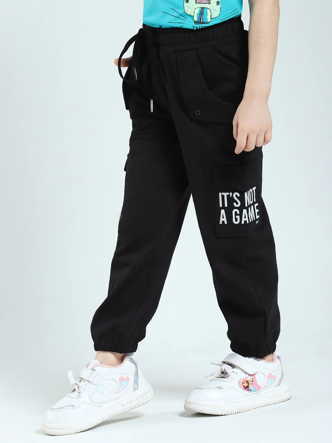 Girls Black Solid Regular Fit Lower - Image 3