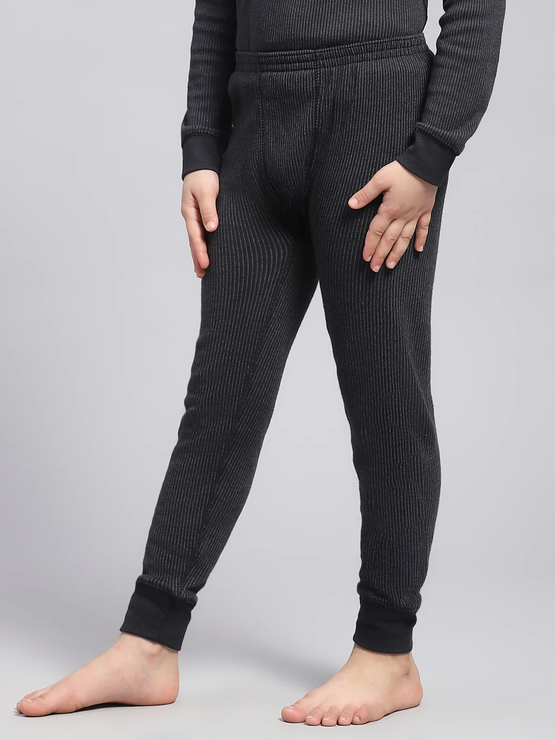 Girls Black Solid Thermal Lower - Image 3
