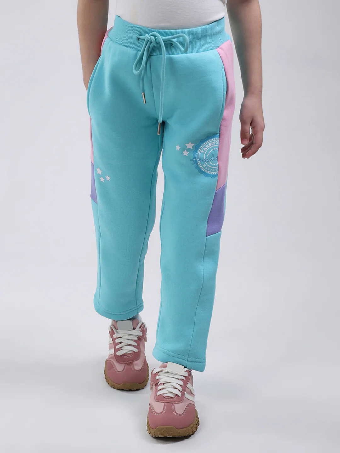 Girls Blue Printed Hooded Full Sleeve Tracksuit - Image 8