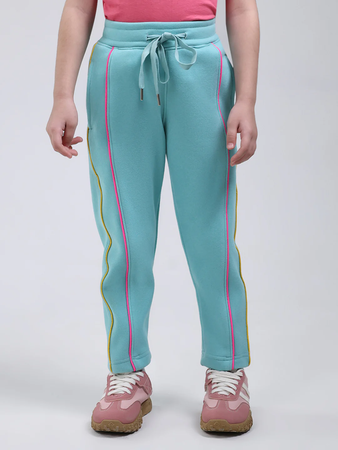 Girls Blue Printed Mock Neck Full Sleeve Tracksuit - Image 8