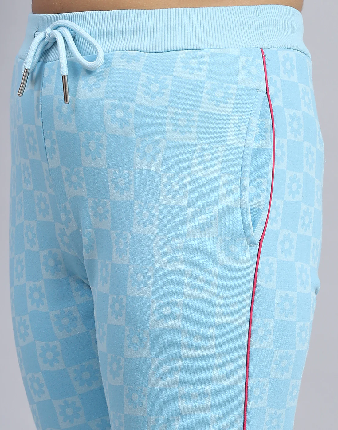 Girls Blue Printed Round Neck Full Sleeve Tracksuit - Image 9
