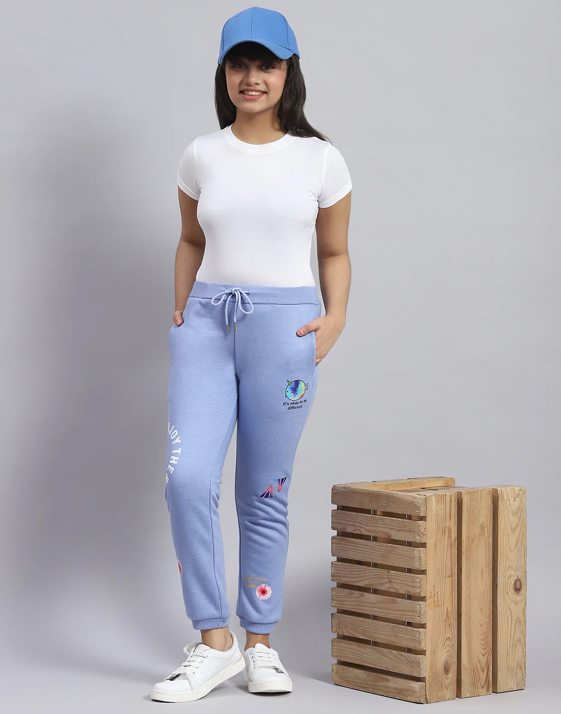 Girls Blue Solid Regular Fit Lower - Image 3