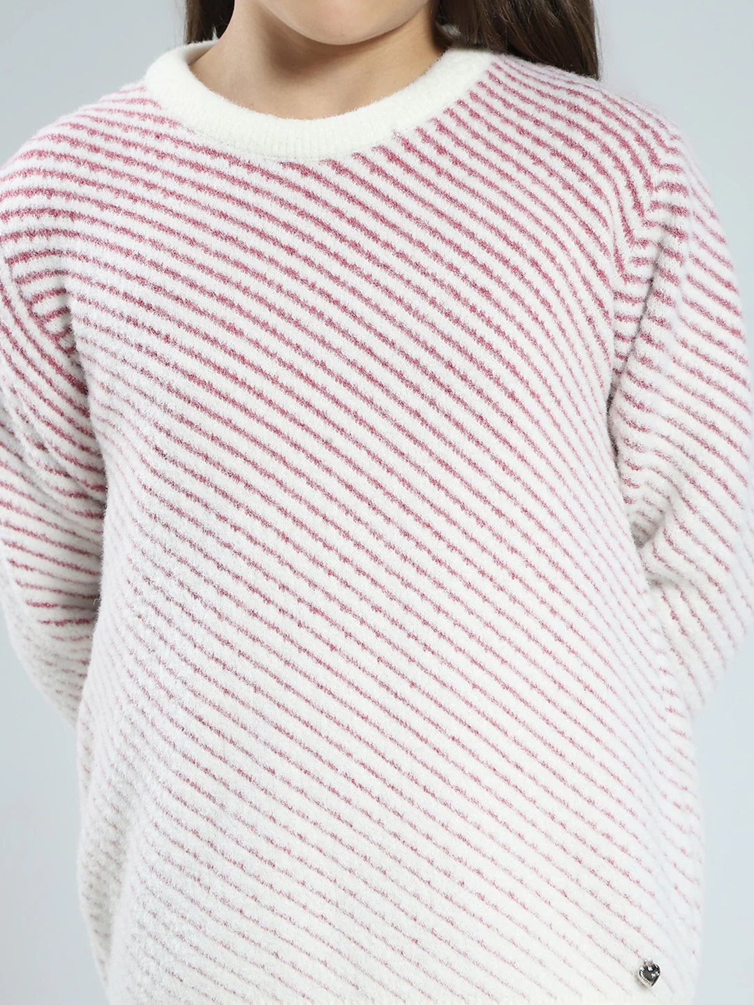 Girls Cream Self Design Round Neck Full Sleeve Cords Set - Image 7