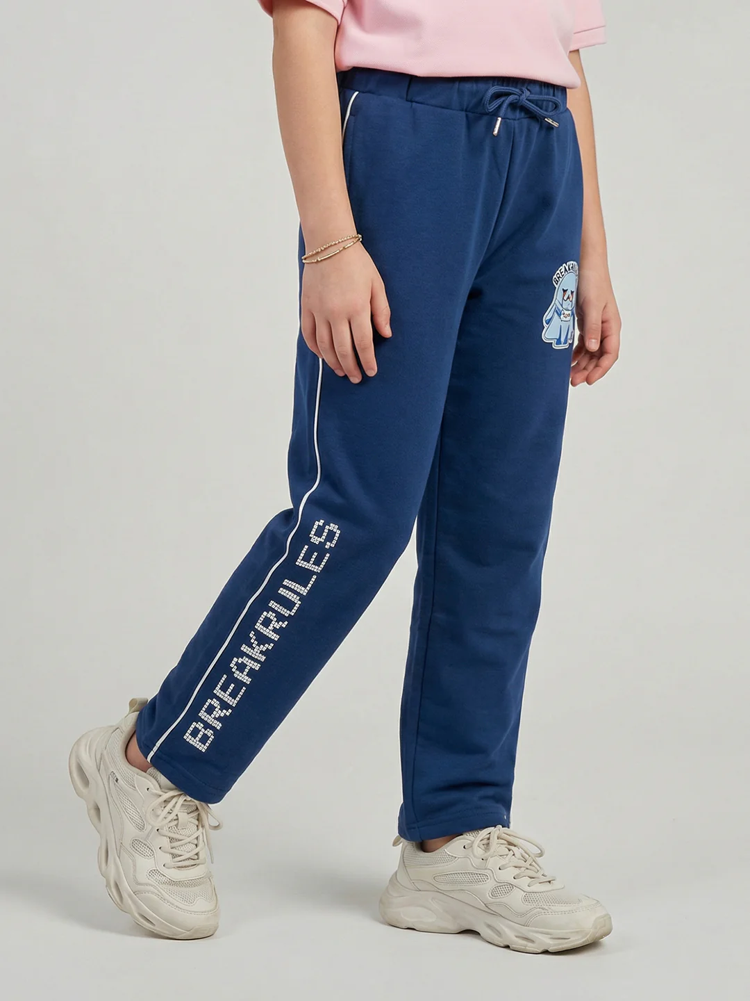 Girls Dark Blue Printed Regular Fit Lower - Image 3