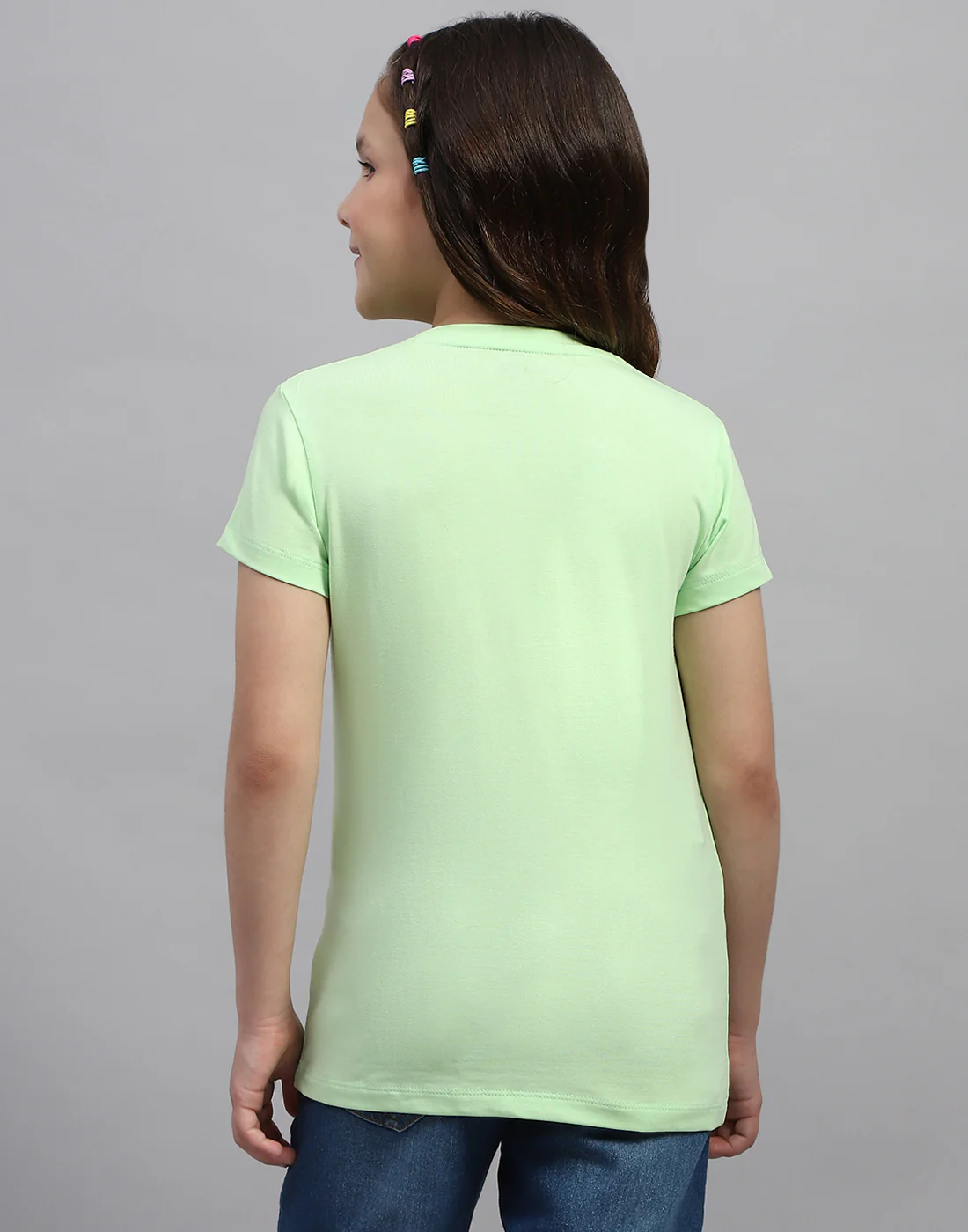 Girls Green & Peach Printed Round Neck Half Sleeve T-Shirt (Pack of 2) - Image 10