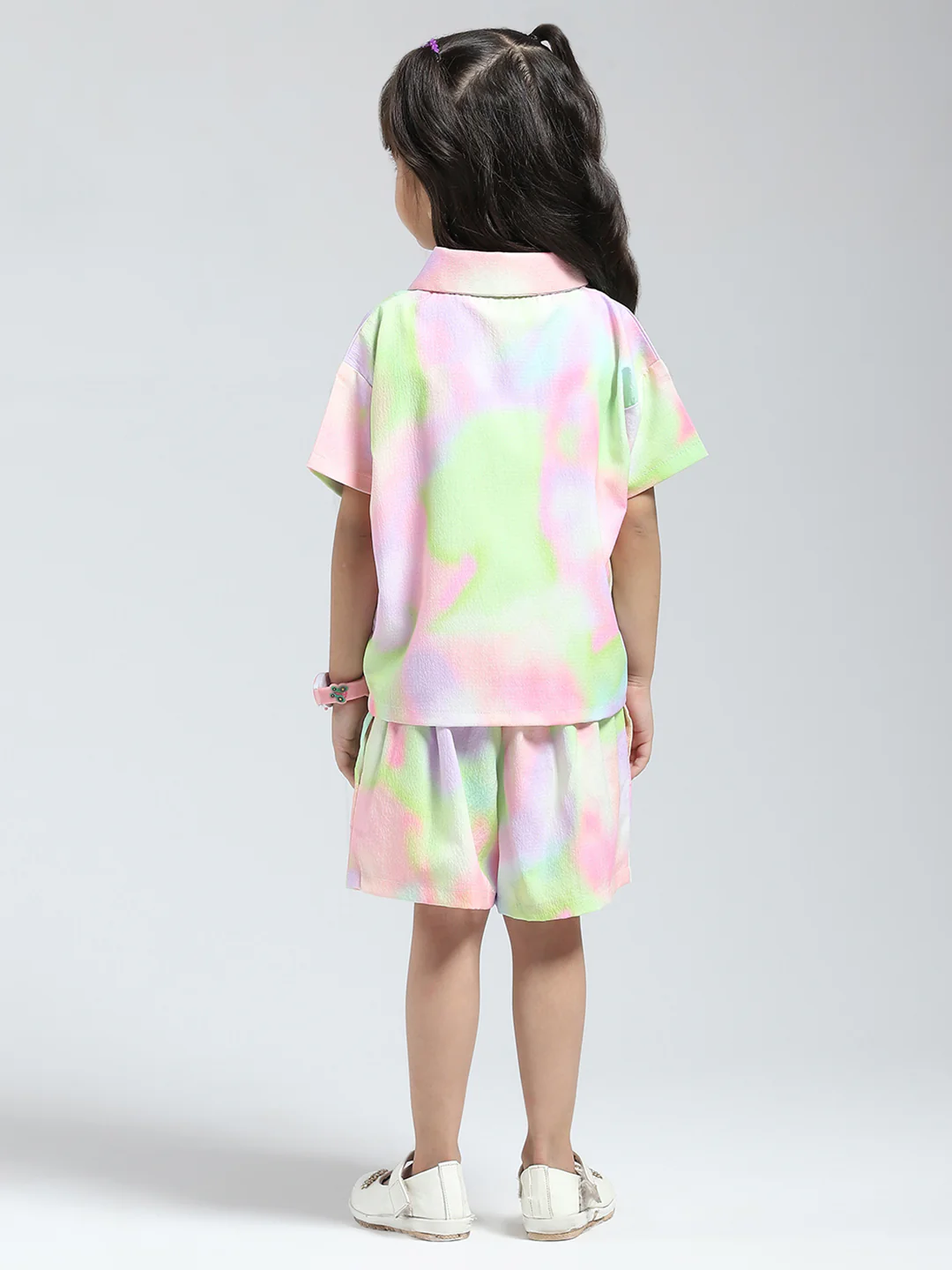 Girls Green Printed Collar Half Sleeve Cords Set - Image 5