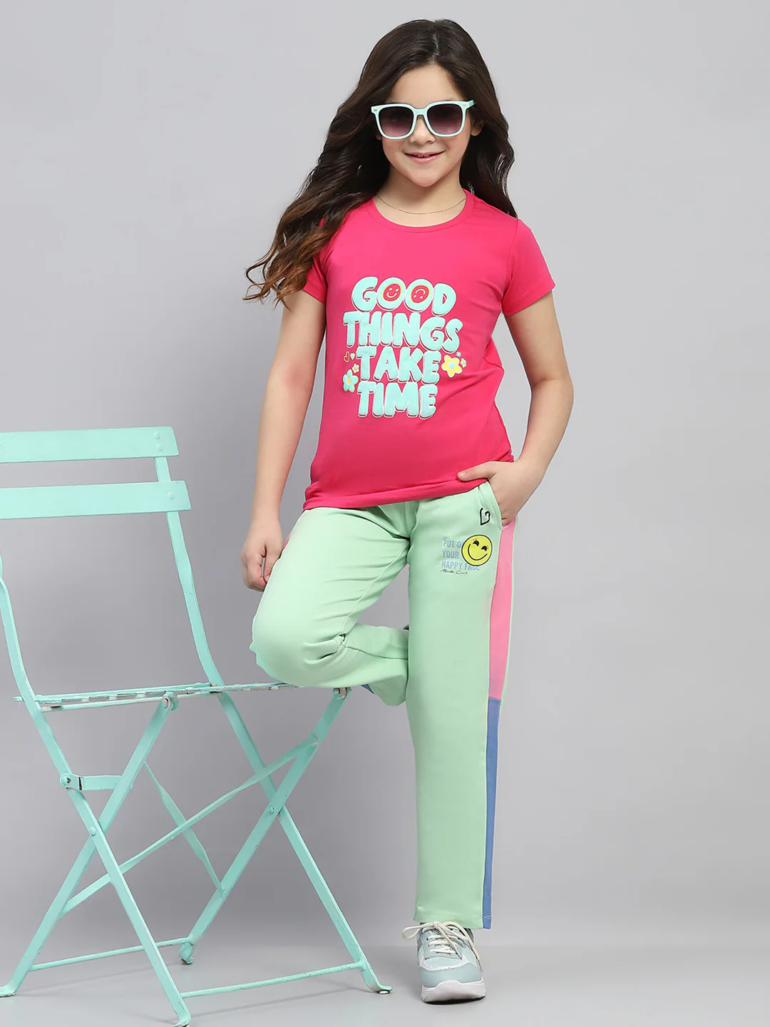 Girls Green Printed Regular Fit Lower - Image 2