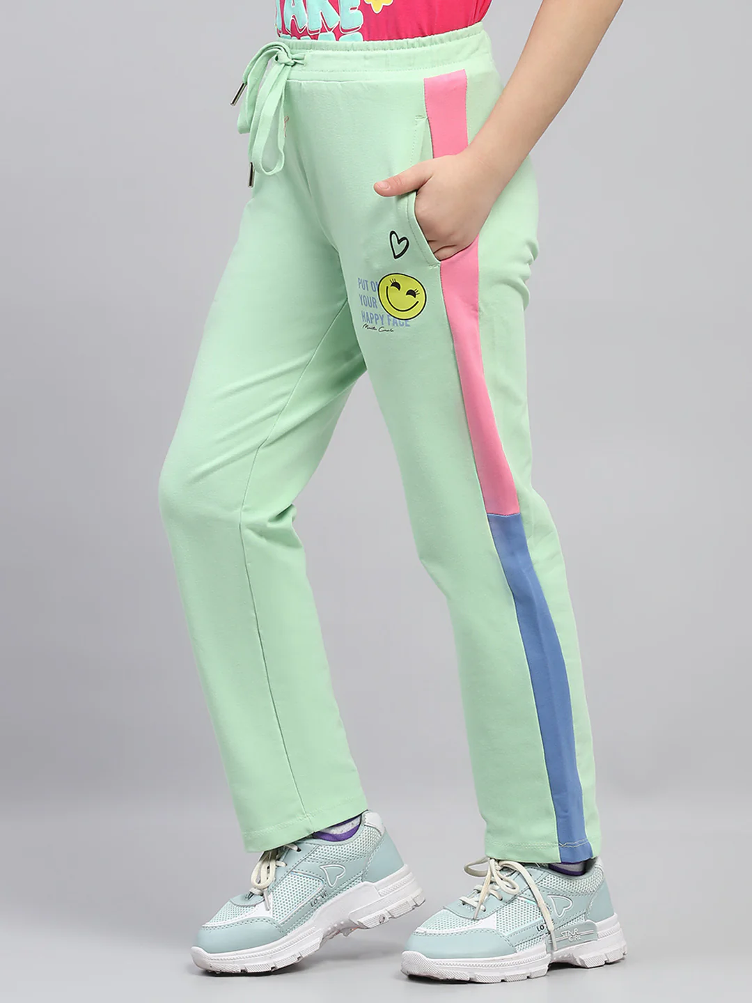 Girls Green Printed Regular Fit Lower - Image 3