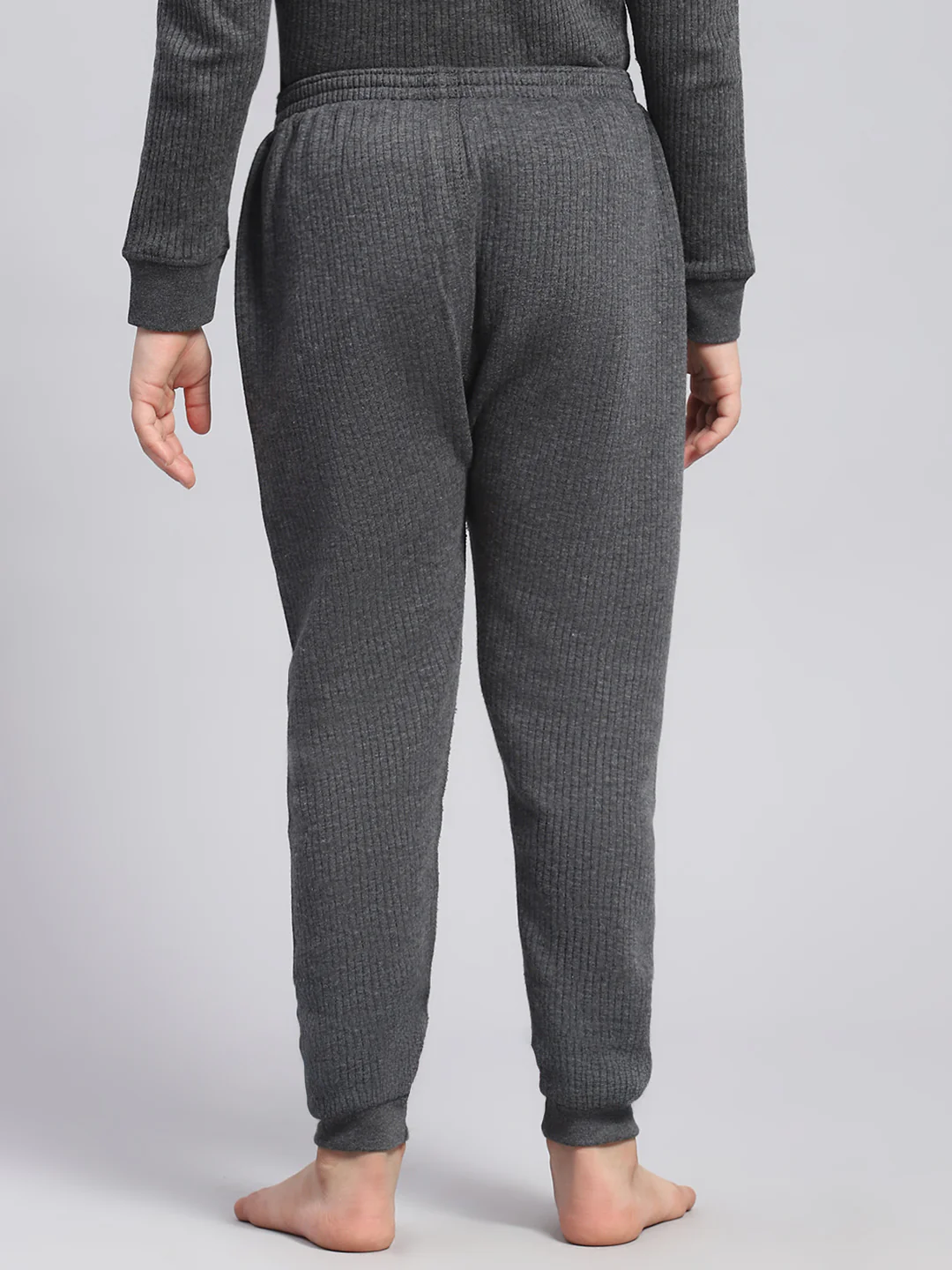 Girls Grey Solid Thermal Lower - Image 5