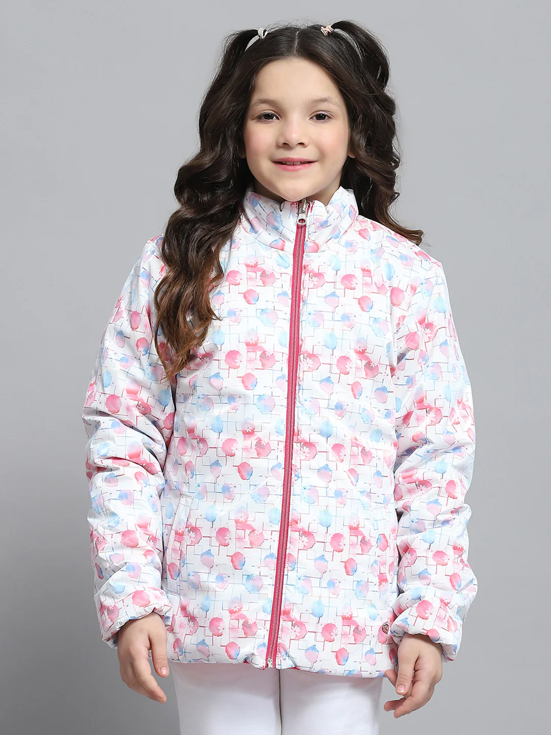 Girls Magenta Self Design Collar Full Sleeve Reversible Jacket - Image 6