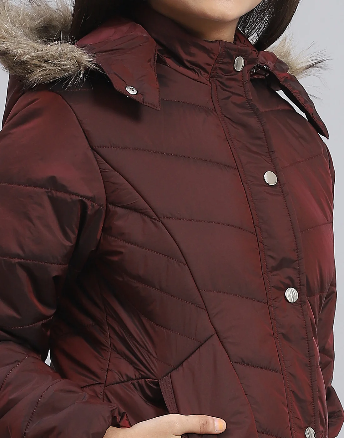 Girls Maroon Solid Hooded Full Sleeve Girls Jacket - Image 6