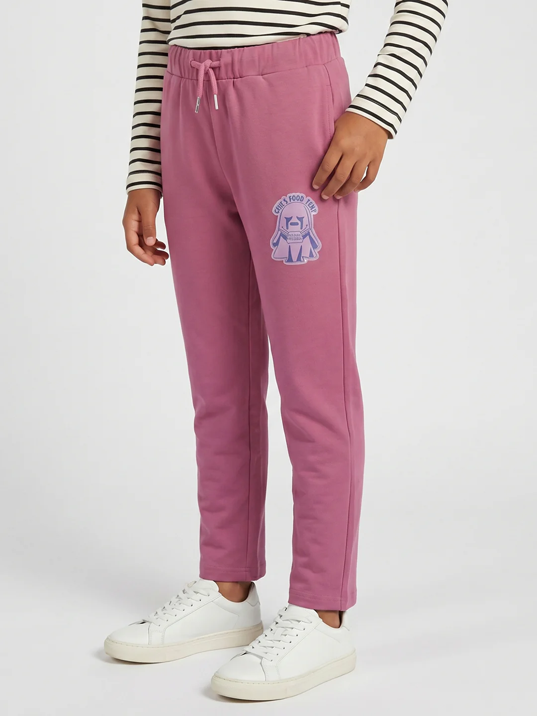 Girls Mauve Printed Regular Fit Lower - Image 3