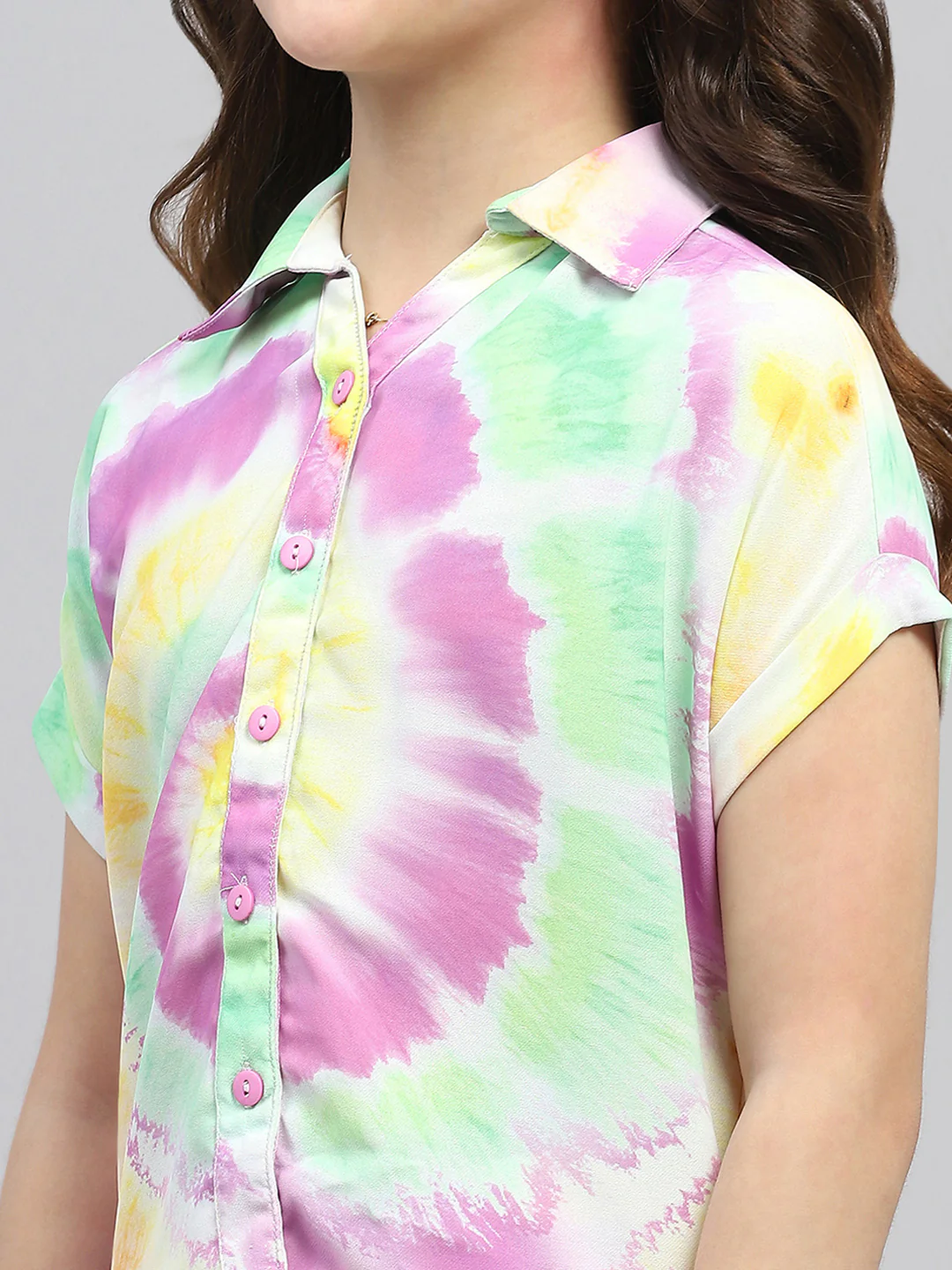 Girls Multicolor Printed Collar Half Sleeve Cords Set - Image 7