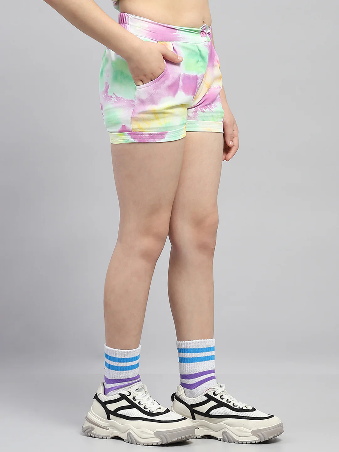 Girls Multicolor Printed Collar Half Sleeve Cords Set - Image 8