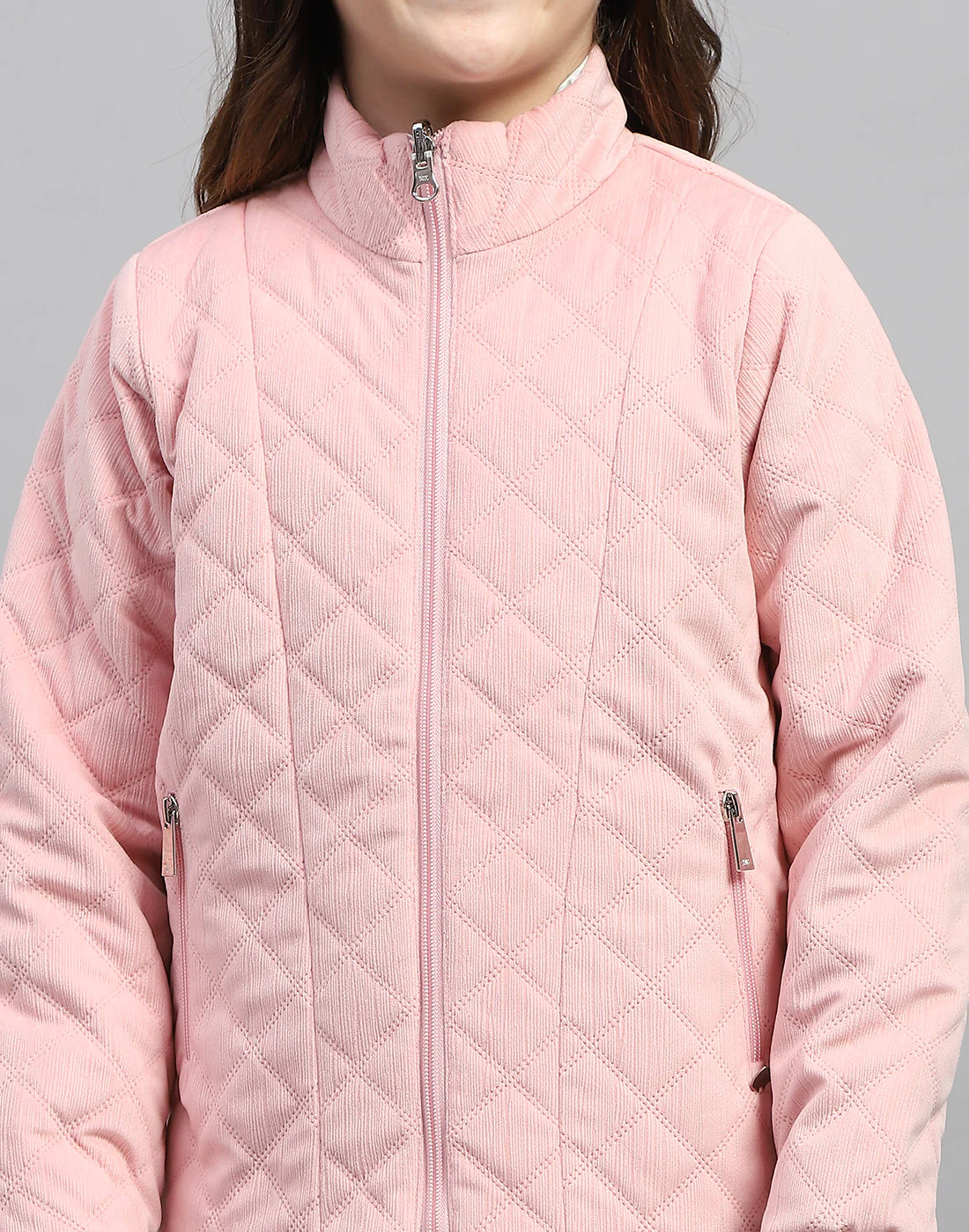 Girls Multicolor Solid Mock Neck Full Sleeve Jacket - Image 9