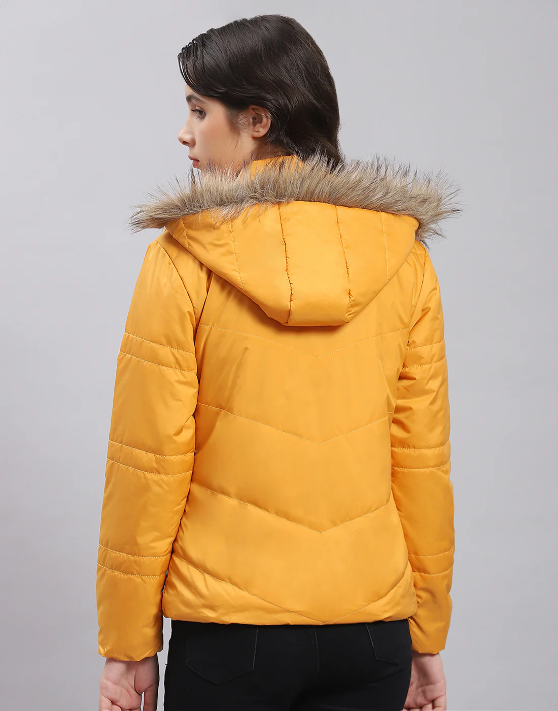Girls Mustard Solid Hooded Full Sleeve Girls Jacket - Image 6