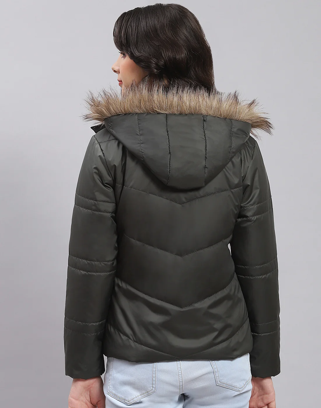 Girls Olive Solid Hooded Full Sleeve Girls Jacket - Image 5