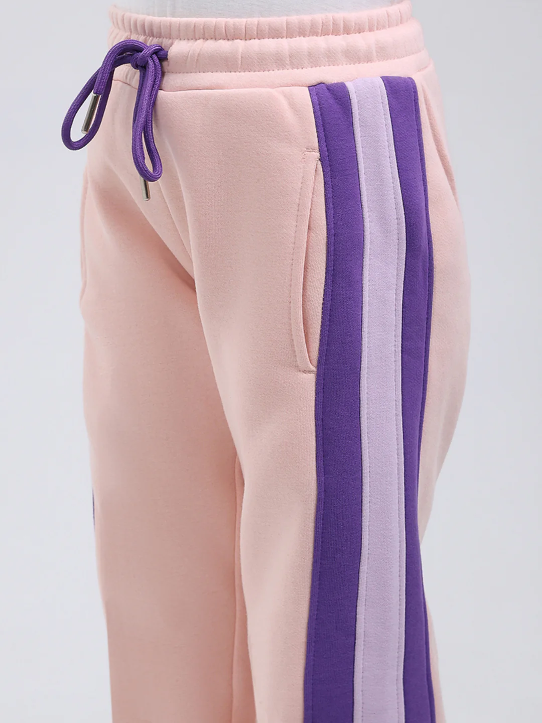 Girls Peach Printed Mock Neck Full Sleeve Tracksuit - Image 8