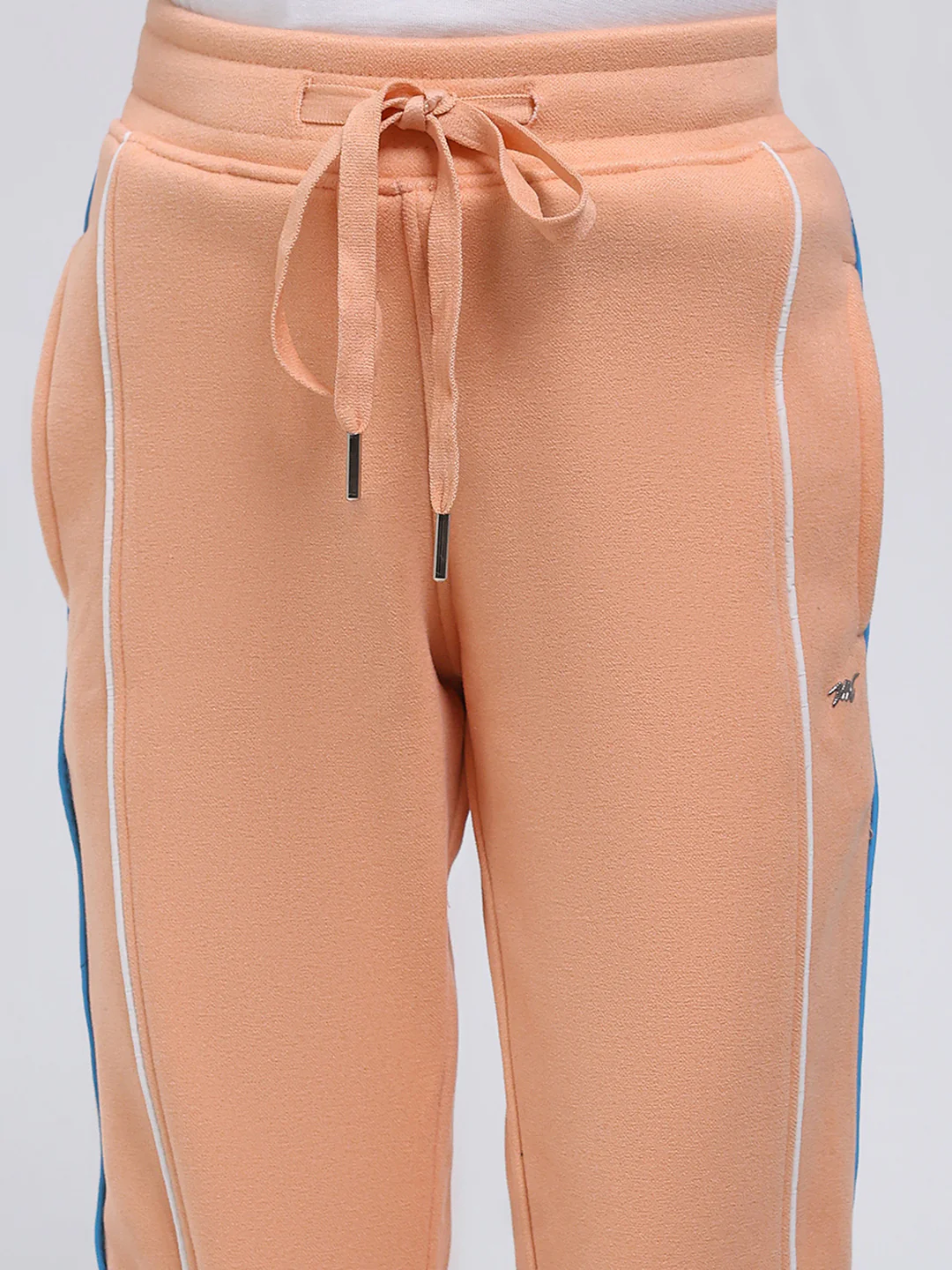 Girls Peach Printed Mock Neck Full Sleeve Tracksuit - Image 9